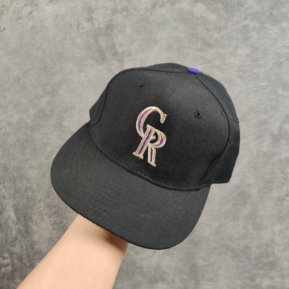 VTG Colorado Rockies Hat Adult Mens 7 1/4 Black Embroidered New Era WOOL